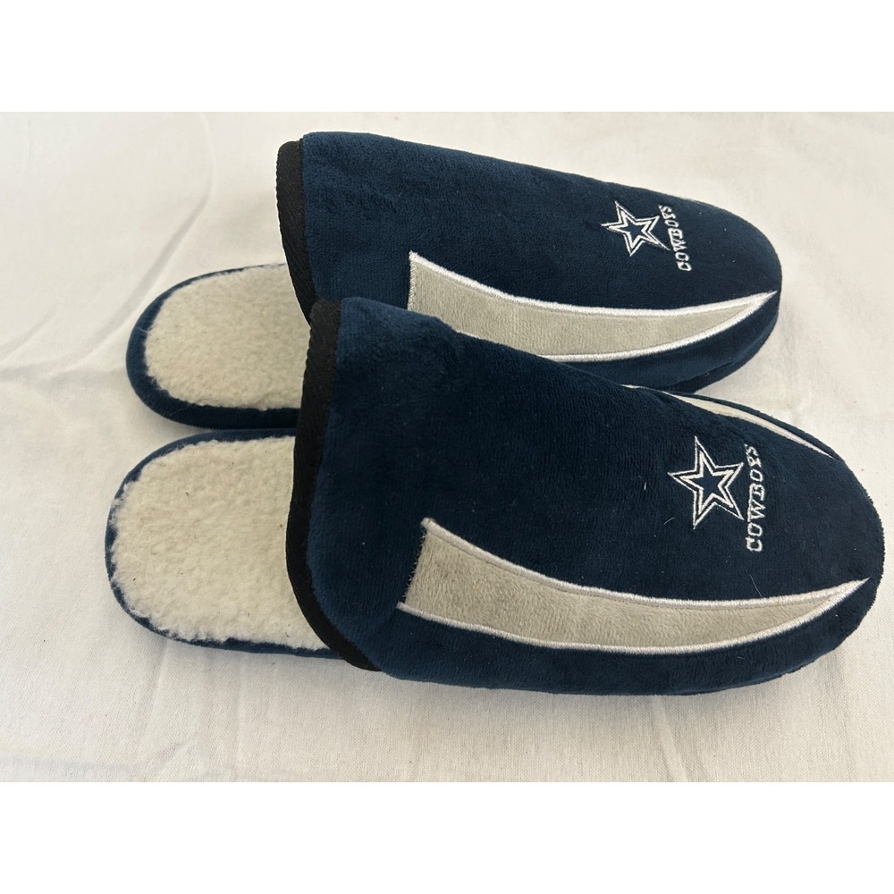 NFL‎ FOCO Dallas Cowboys Blue Slippers Slides Sherpa Men Sz M